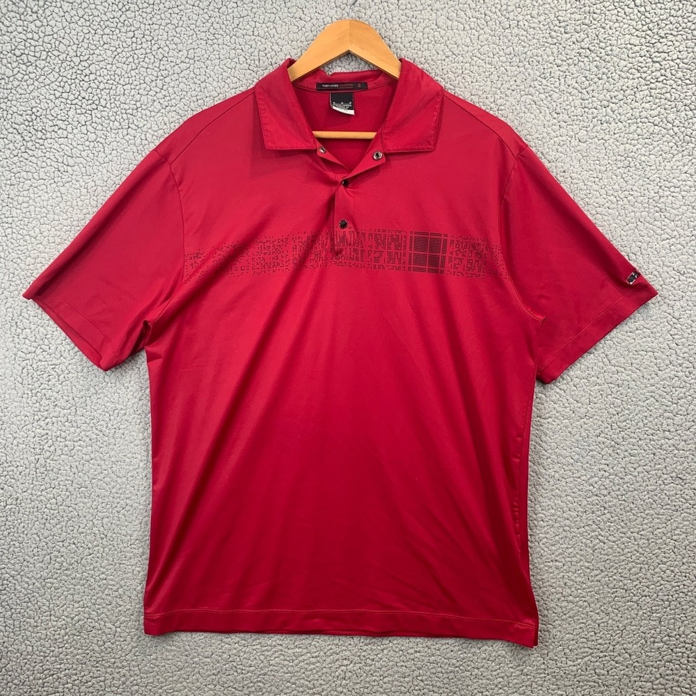 Nike Tiger Woods Collection Mens Red Blade M Polo Shirt Dri-Fit Performance Golf
